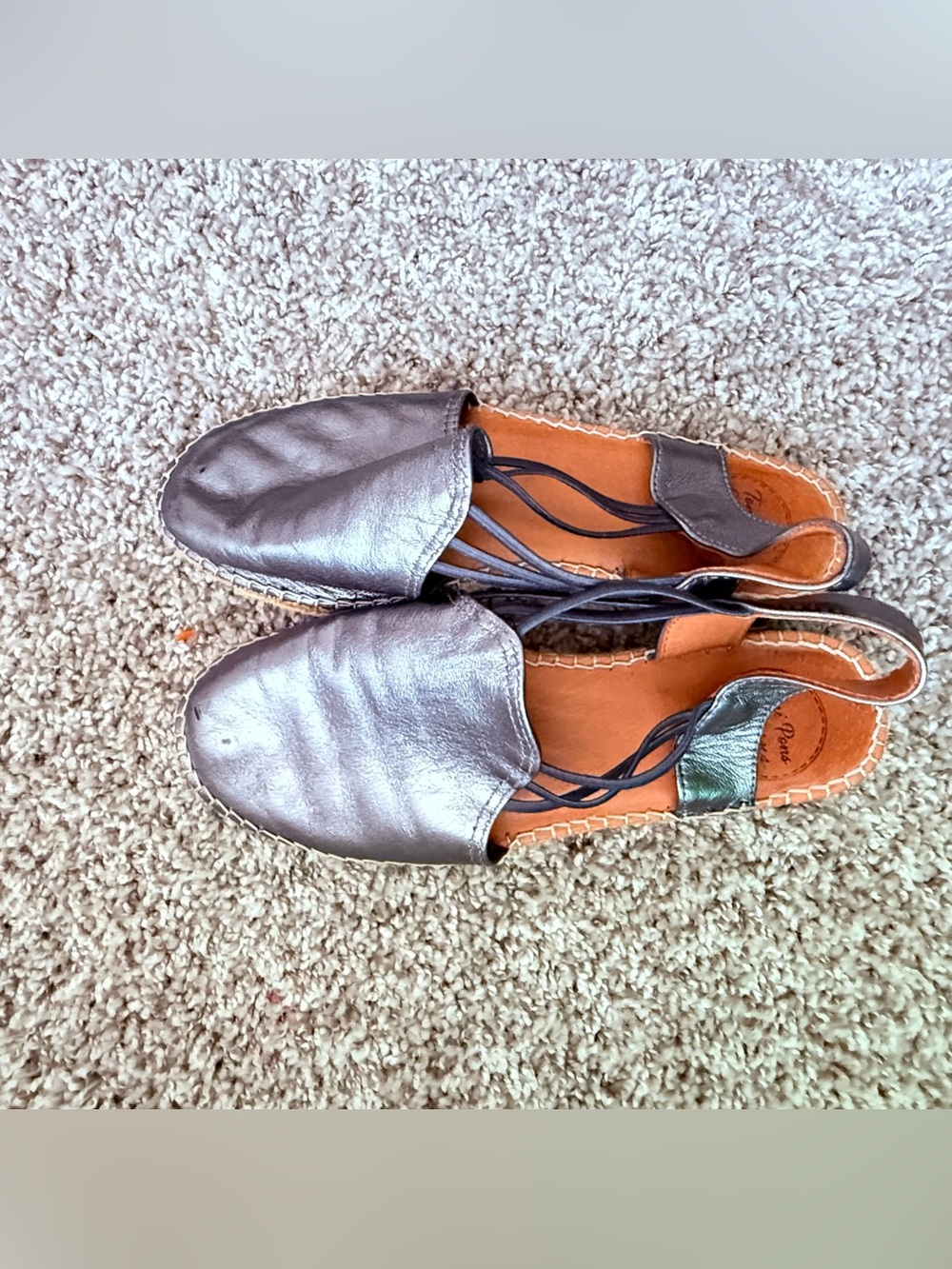 Toni Pons Noelia Espadrille SlipOn Platinum Leather Women 7.5 EUR 38